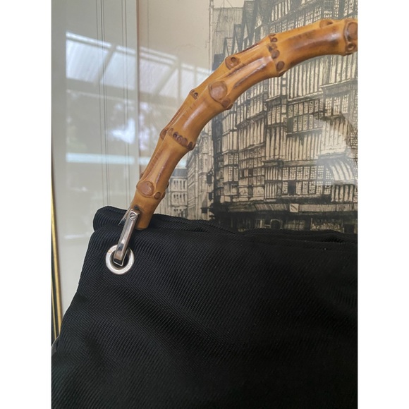 Gucci Handbag with Bamboo Handles. Black Leather & Nylon Canvas - Picture 6 of 14